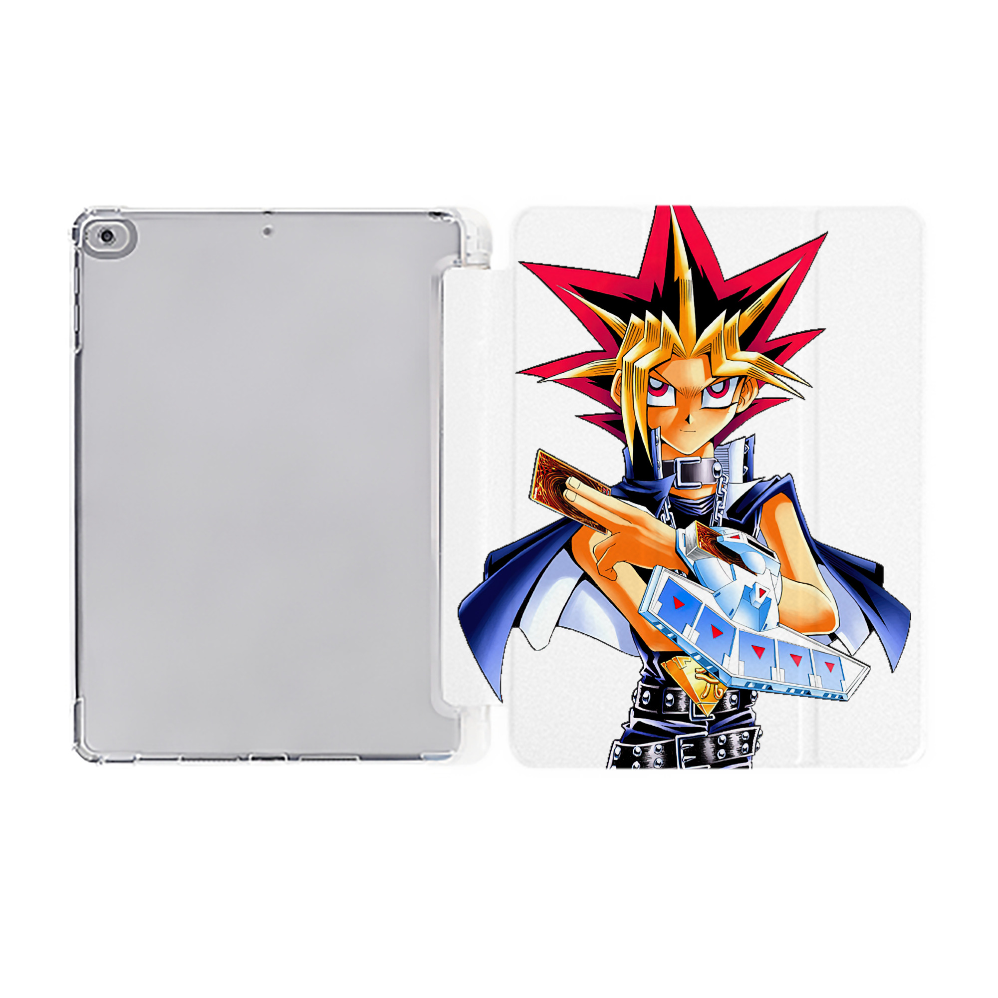 （画像用） 遊☆戯☆王 Yu-Gi-Oh! IPad ケース ペン収納付き 三つ折りスタンド PUレザー×シリコン 対応機種9.5/10.5/10.9インチ